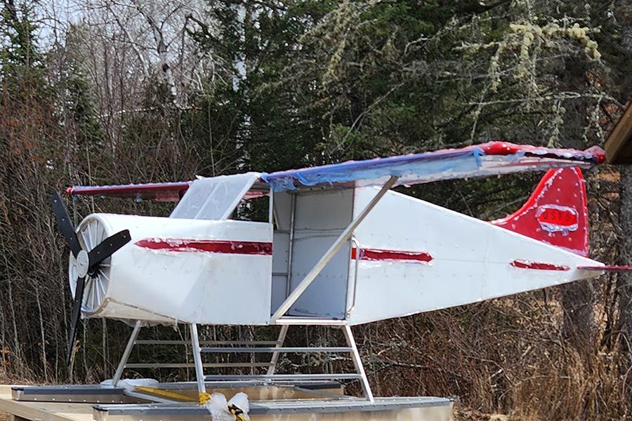 Image of plane in the pocket park on Chapman Street in Ely, MN