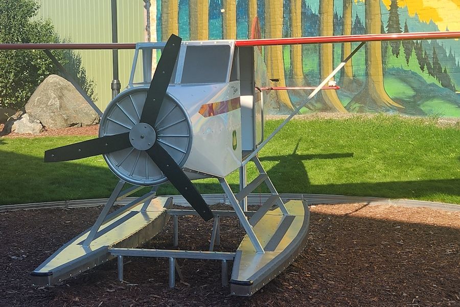 Image of plane in the pocket park on Chapman Street in Ely, MN